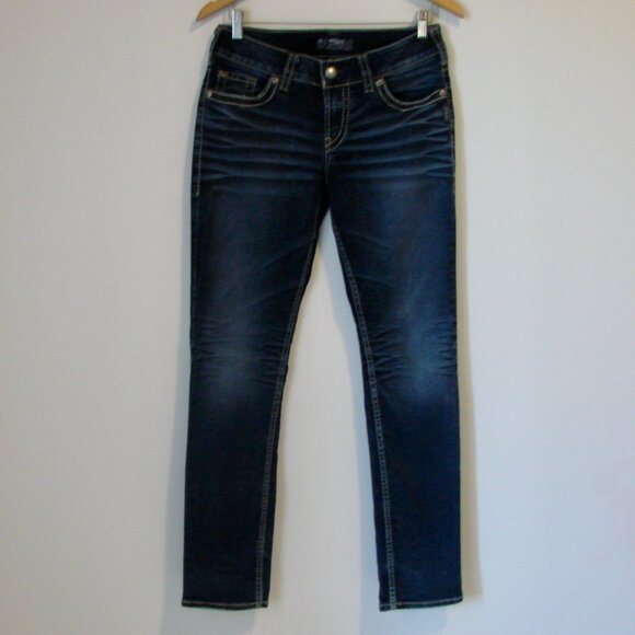 Silver Suki Slim Jeans Dark Wash Skinny Straight Tall Size 28 W28 L31 - Picture 2 of 15